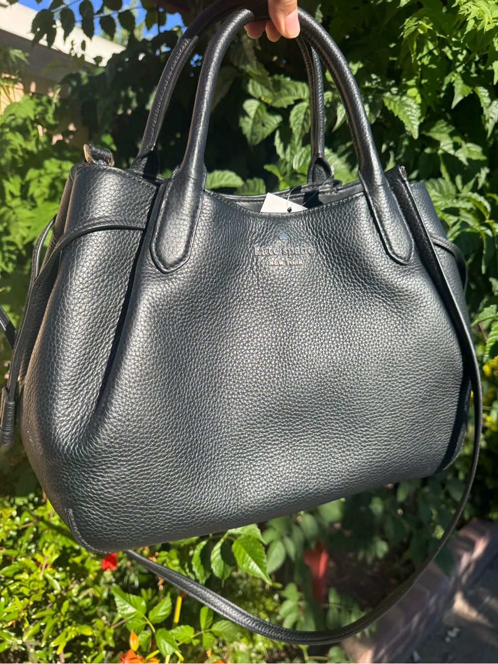 kate spade Black Pebbled Leather Tote with Shoulder Strap (Large Size)